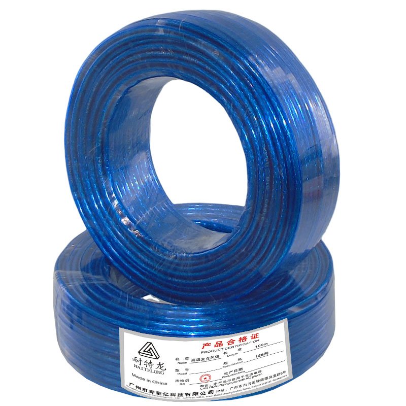 Transparent Blue Microphone Cable T308 Transparent blue microphone cable T308 bulk spool