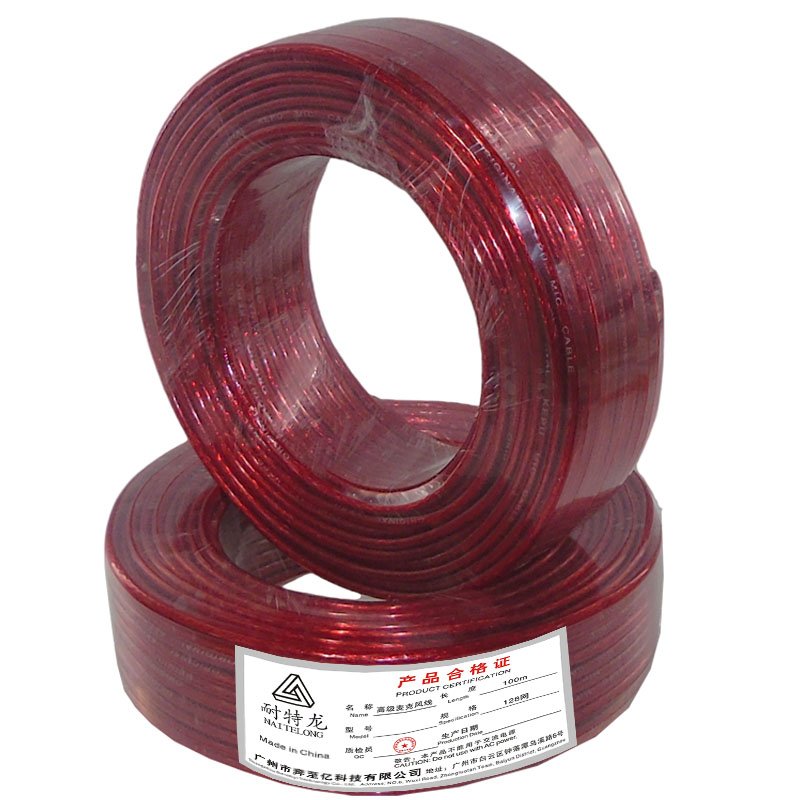 Transparent Red Microphone Cable T308 Transparent red microphone cable T308 bulk spool