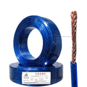 Transparent Blue NAITELONG T-308 PRO professional microphone cable bulk spool, 70m length, 6.5mm OD, with 85% coverage tinned iron & copper clad aluminum braided shield, transparent PVC jacket for stage and lighting wiring