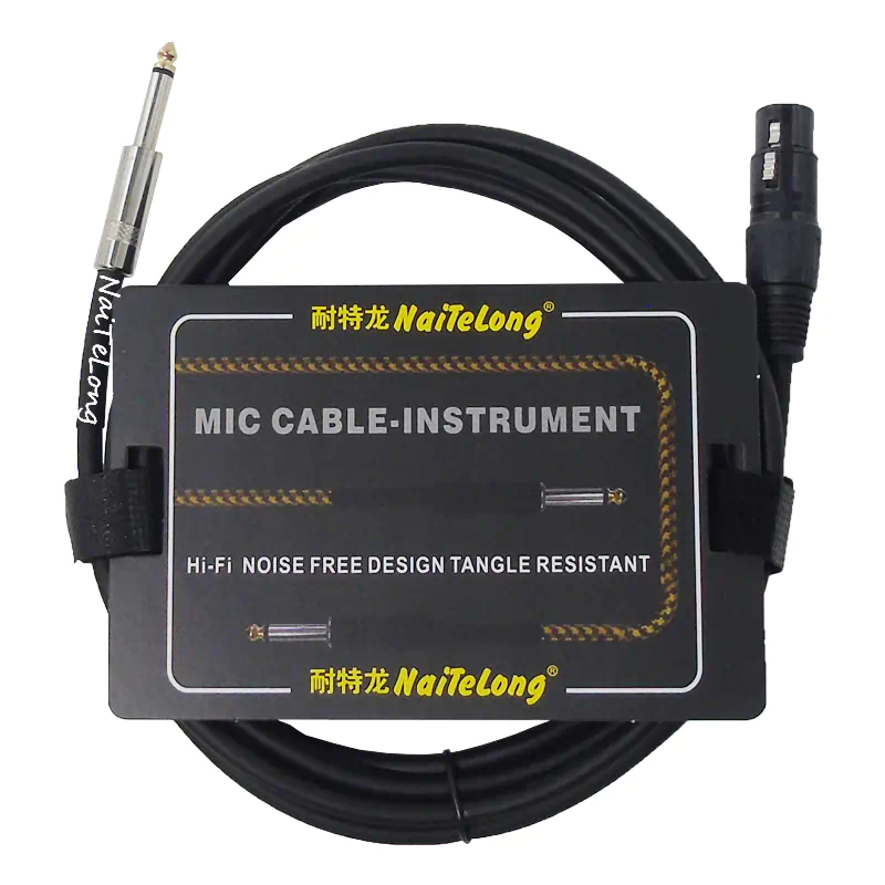 xlr-female-to-6.35mm-ts-mono-microphone-cable-b603 Black B603 XLR female to 6.35mm TS mono microphone cable with durable PVC jacket for professional audio transmission